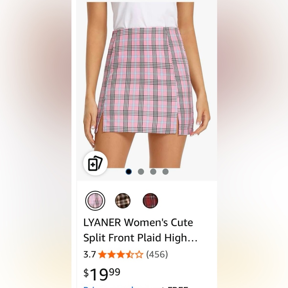 Pink Plaid Skirt